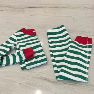 Hanna Andersson Green and Red Striped Pajama Set